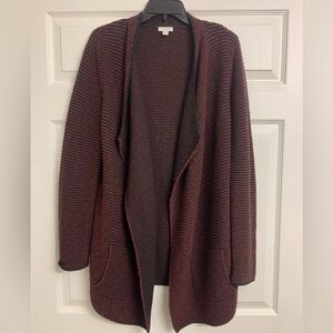 Pure Jill J. Jill Open Front Knit Duster Cardigan Size S Burgundy